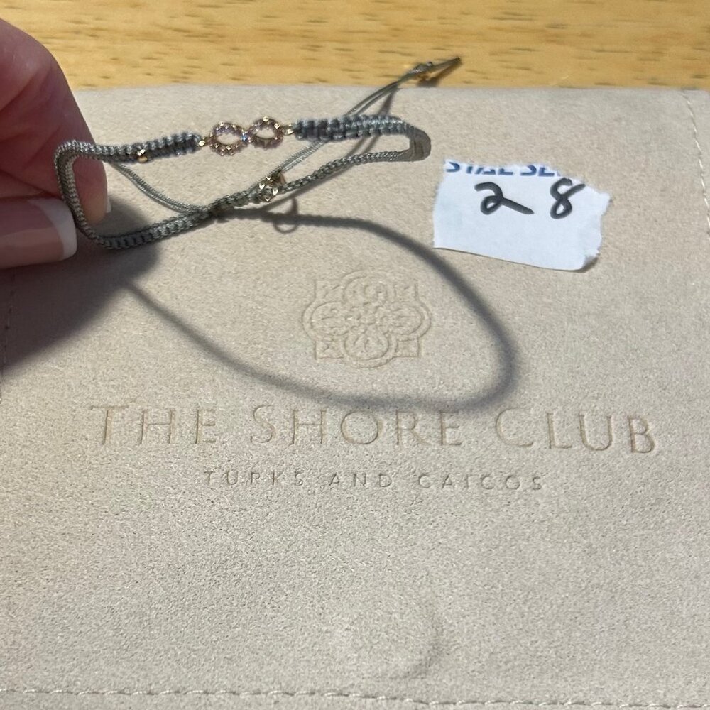 NWT Tai Shore Club Turks + Caicos (Item - 28) Gray Gold Infinity Cord Bracelet